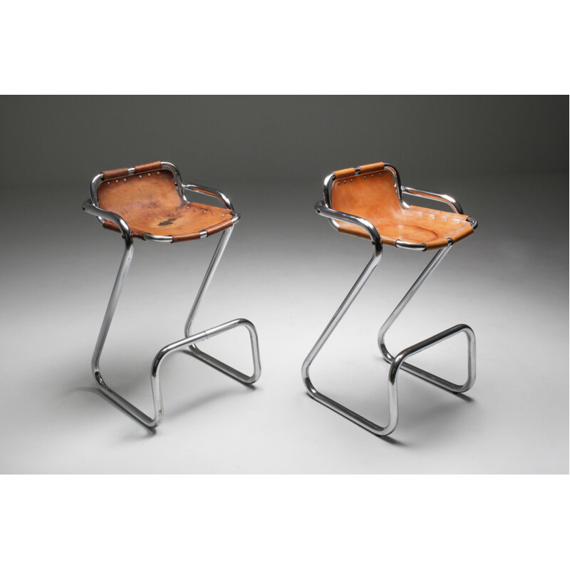 Set of 2 Bar Stools in th "Les Arcs" style - 1960s
