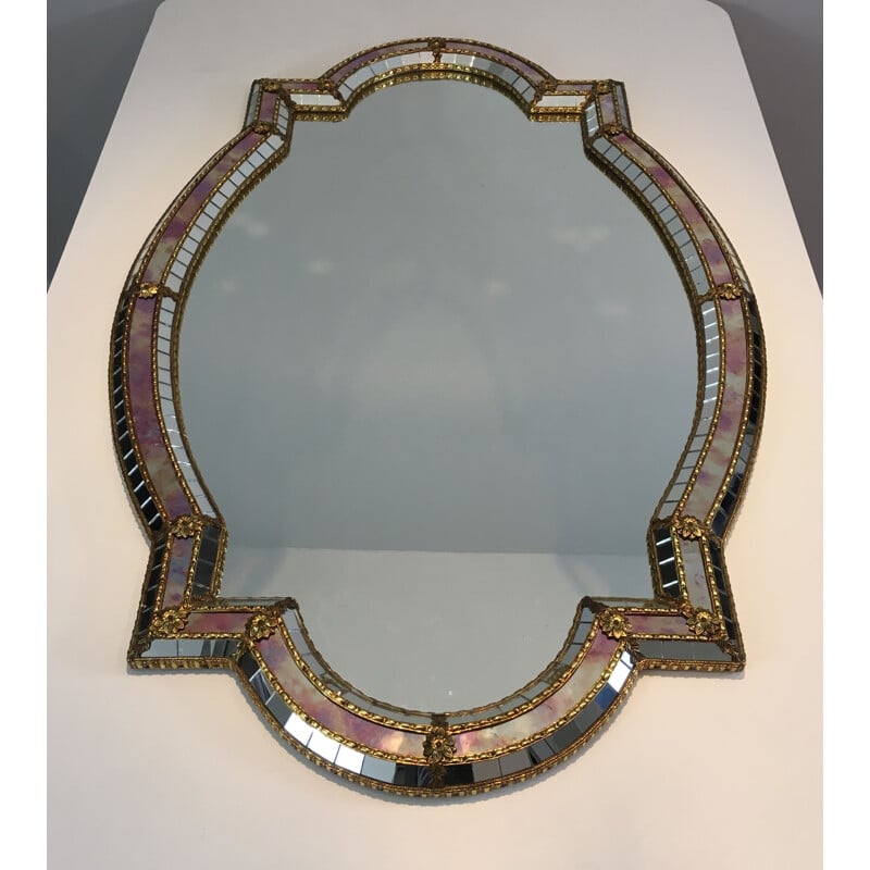 Specchio sfaccettato vintage con mosaico, 1970