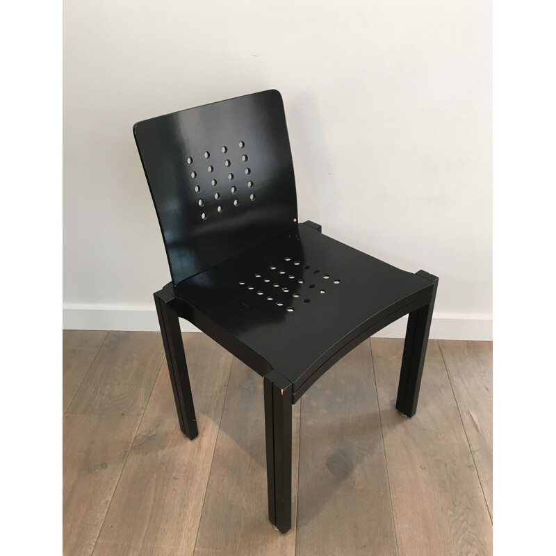 Set aus 6 Vintage-Stühlen aus schwarz lackiertem Holz,1993