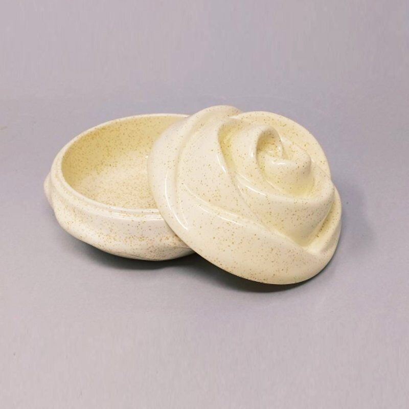 VIntage Ceramic Rose Jewelry Box,Italian 1980s