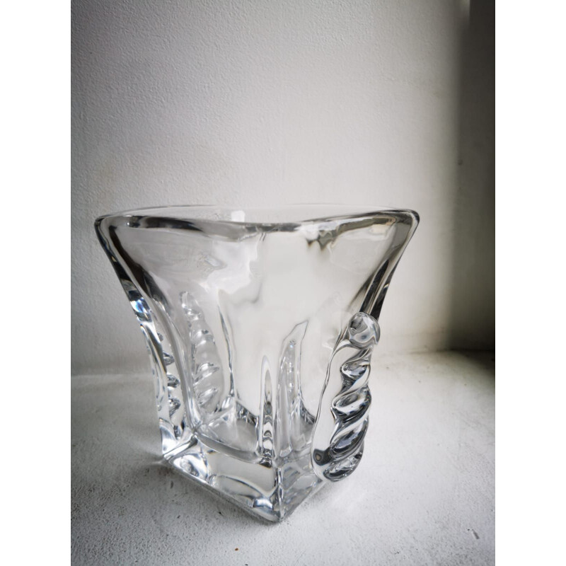 Vintage square crystal vase by Daum Nancy, France 1960