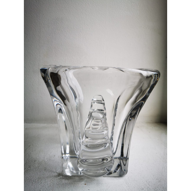 Vaso quadrato in cristallo vintage di Daum Nancy, Francia 1960