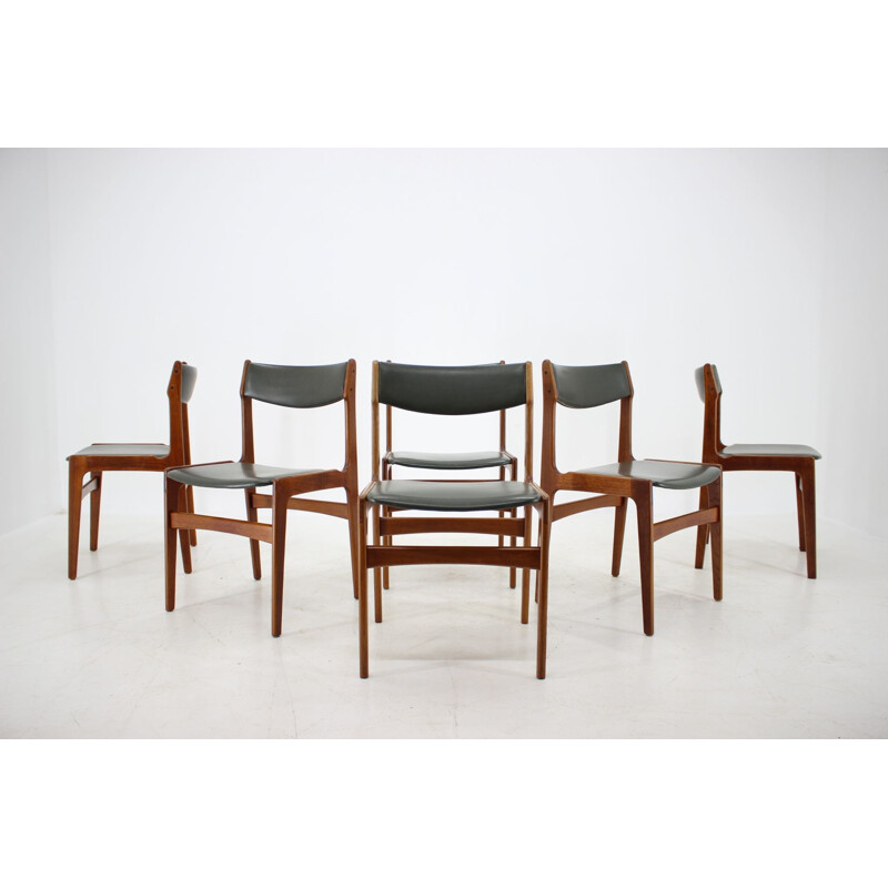 Set of 6 Teak Leatherette Dining Chairs,  Danish 1960s 