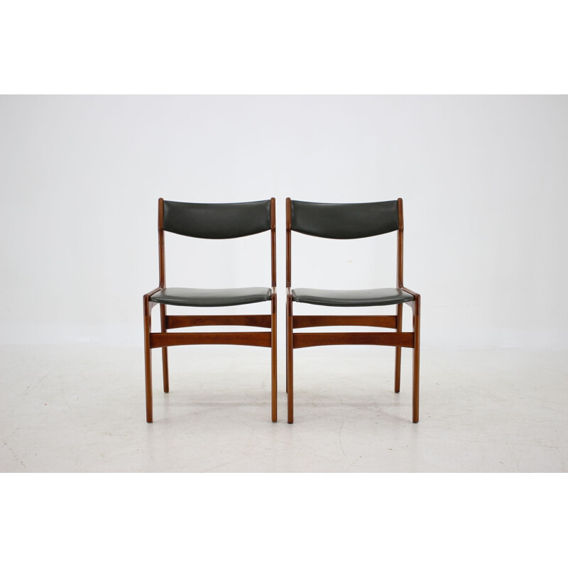 Set of 6 Teak Leatherette Dining Chairs,  Danish 1960s 