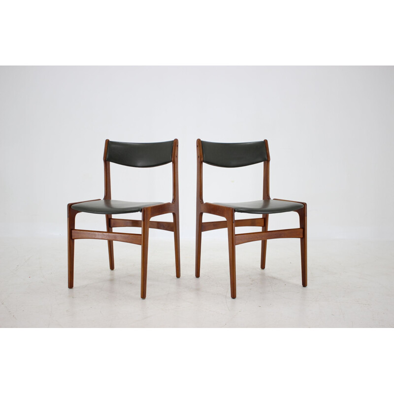 Set of 6 Teak Leatherette Dining Chairs,  Danish 1960s 