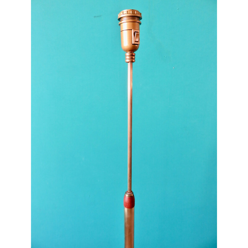 Vintage brass and teak floor lamp, Denmark 1955