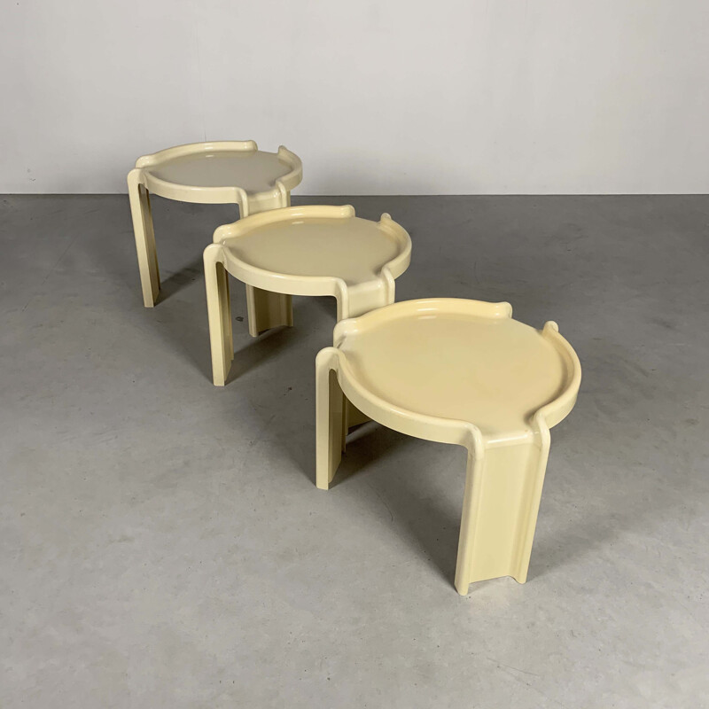 Vintage Cream Nesting Tables by Giotto Stoppino for Kartell, 1970s