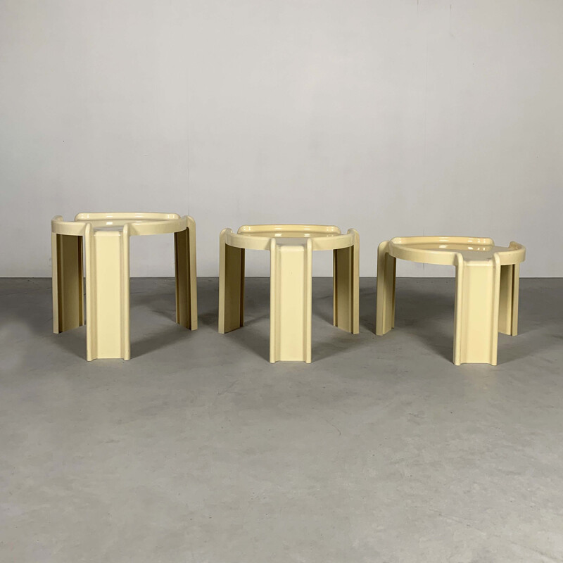 Vintage Cream Nesting Tables by Giotto Stoppino for Kartell, 1970s