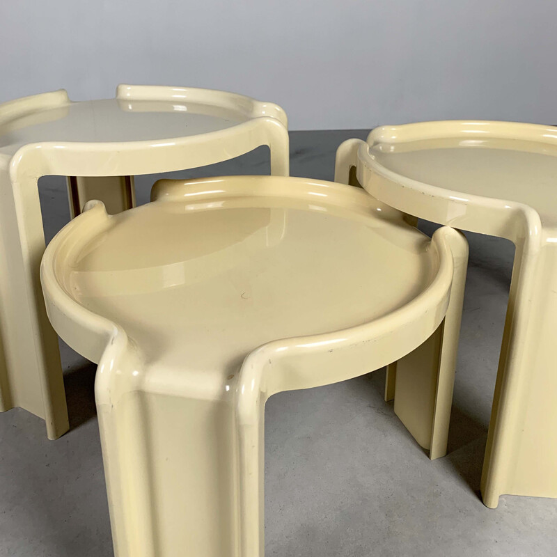 Vintage Cream Nesting Tables by Giotto Stoppino for Kartell, 1970s