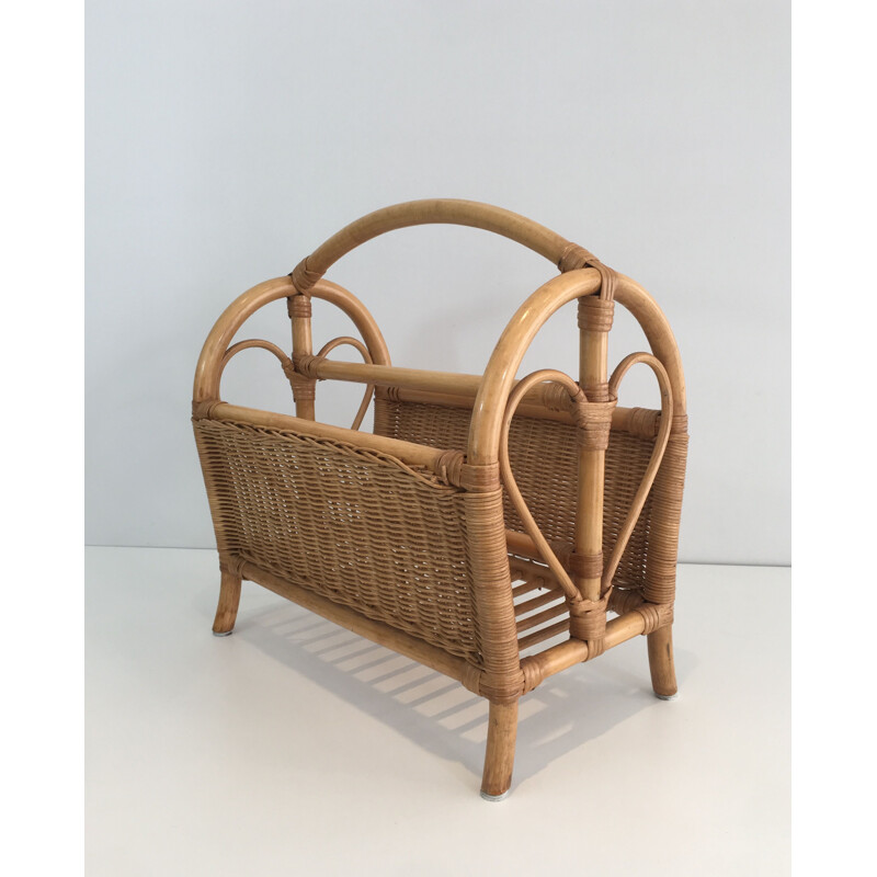 Vintage-Stehsammler aus Rattan 1970