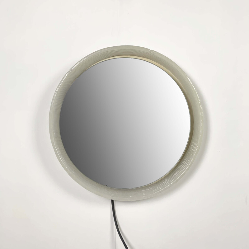 Vintage Glass Round Mirror by Egon Hillebrand for Hillebrand Lighting, 1970s