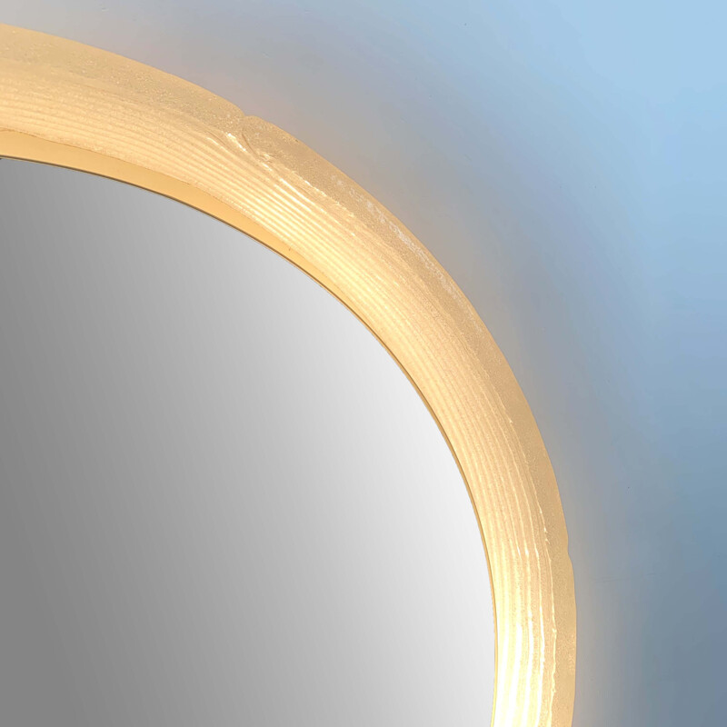 Vintage Glass Round Mirror by Egon Hillebrand for Hillebrand Lighting, 1970s