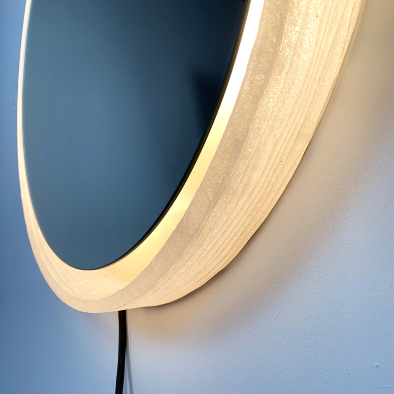 Vintage Glass Round Mirror by Egon Hillebrand for Hillebrand Lighting, 1970s