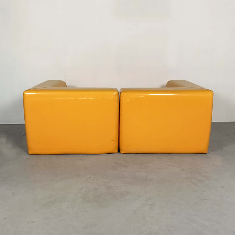 Vintage Modular Yellow Vinyl Sofa, 1980s