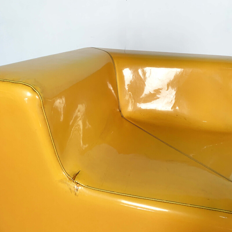 Canapé modulaire Vintage en vinyle jaune, 1980