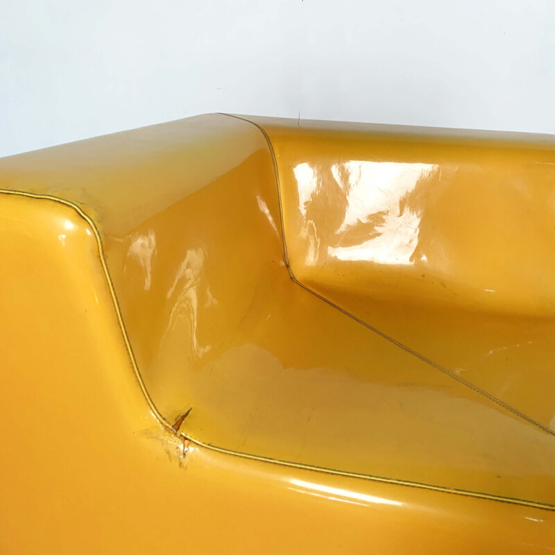 Vintage Modular Yellow Vinyl Sofa, 1980s