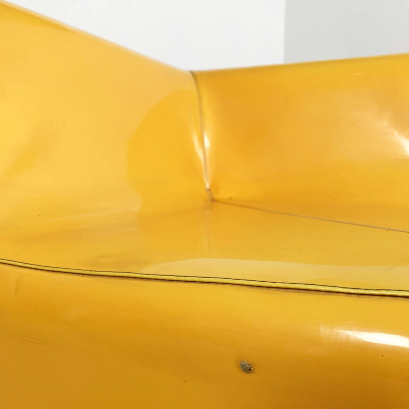 Vintage Modular Yellow Vinyl Sofa, 1980s