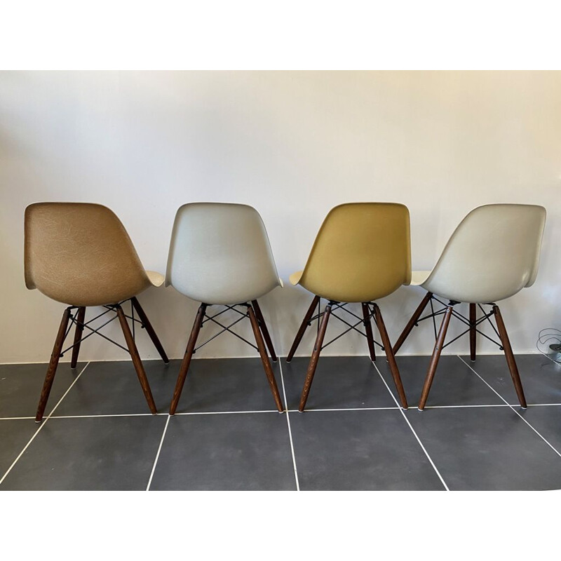 Vintage 4 chaises dsw ochre eames herman miller vintage walnut noyer 1970