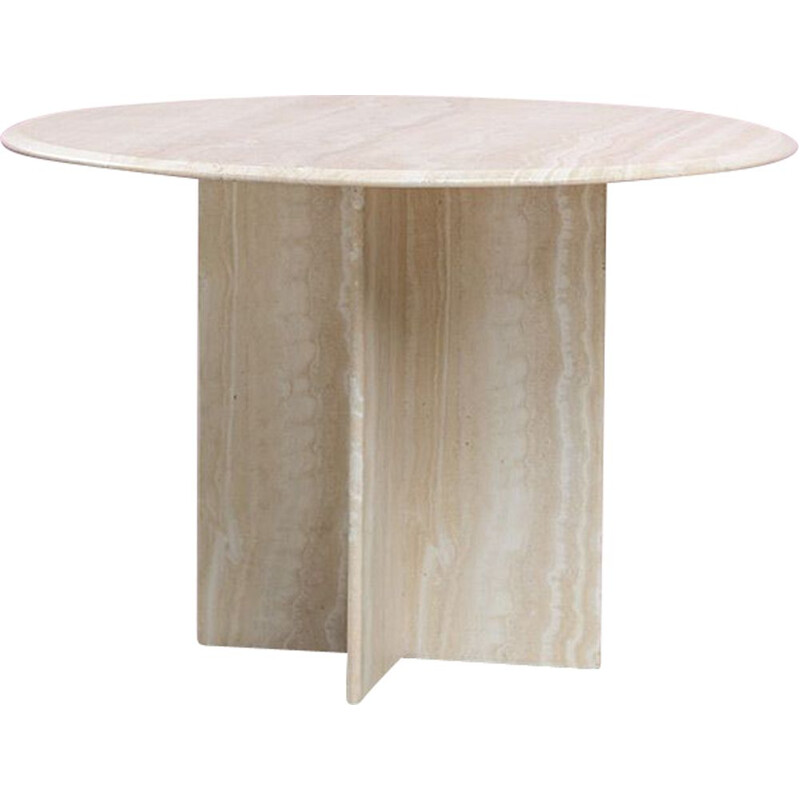 Vintage Travertine Dining Table, Italian 1970s