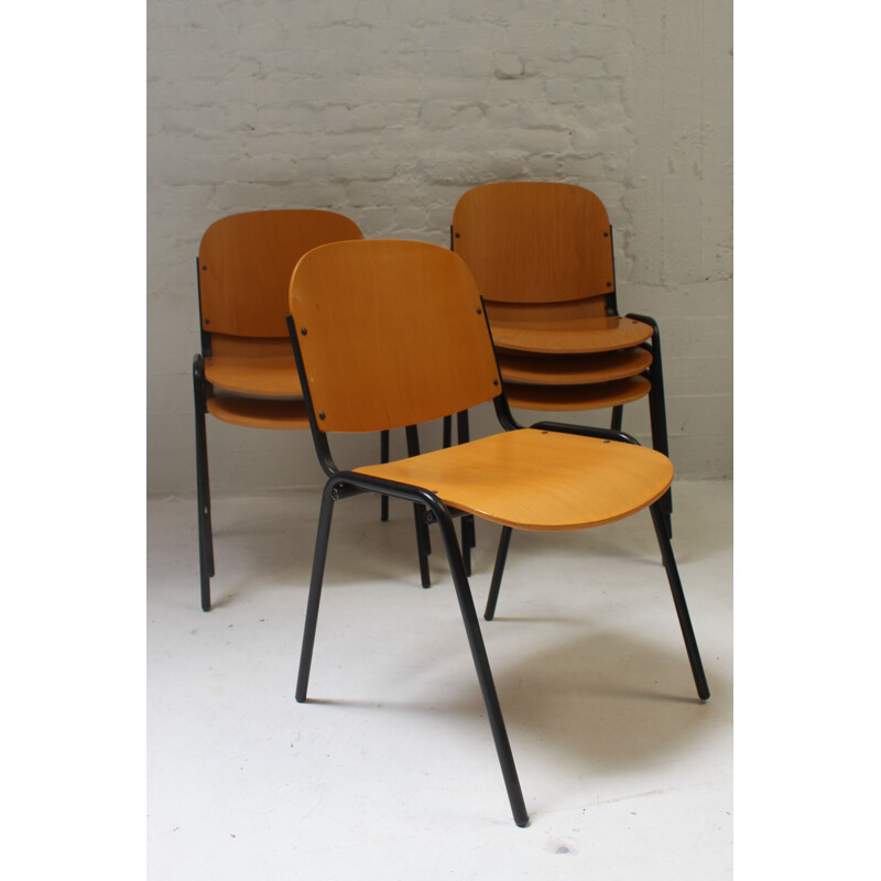 Series of 6 industrial vintage chairs 