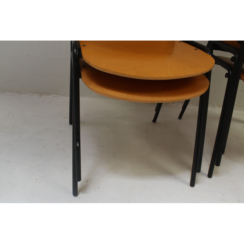 Series of 6 industrial vintage chairs 