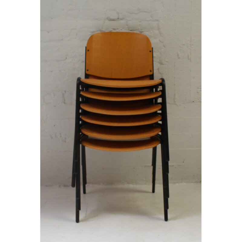 Series of 6 industrial vintage chairs 