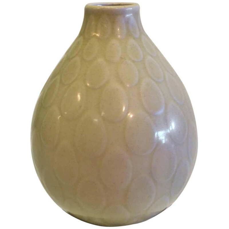 Vintage yellow earthenware vase by Marselis Aluminia Royal Copenhagen Nils Thorsson, 1950