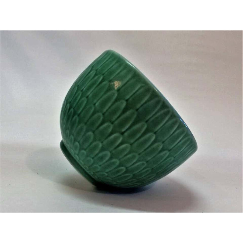 Vintage bowl green by Marselis Bowl Royal Copenhagen Nils Thorsson, 1950