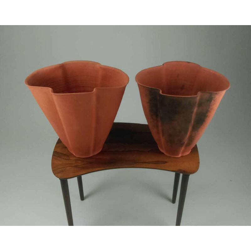 Pair of large vintage unglazed earthenware vases by Svend Hammershøi, 1930