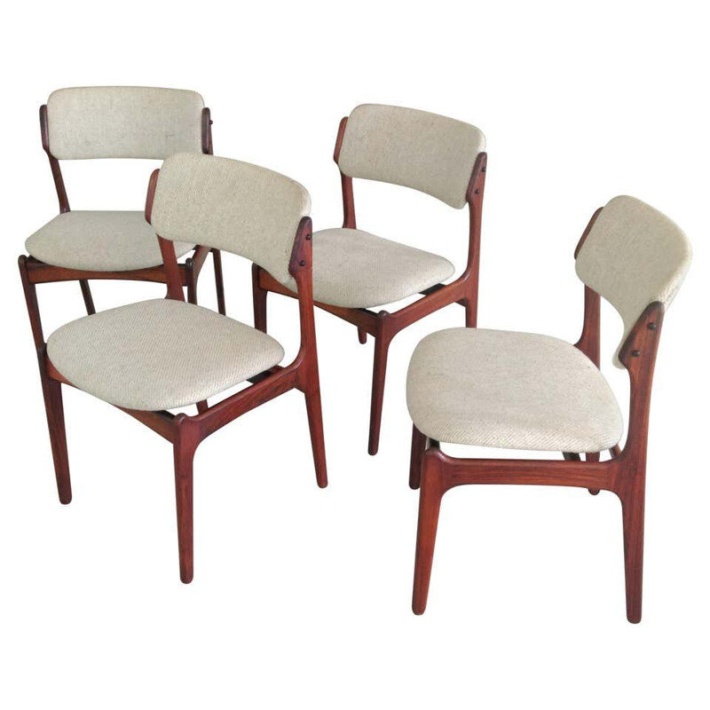 Set of 4 vintage chairs by Oddense Maskinsnedkeri Erik Buch Danish
