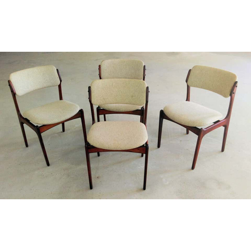 Set of 4 vintage chairs by Oddense Maskinsnedkeri Erik Buch Danish