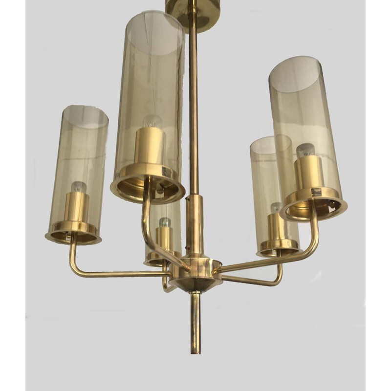 Vintage brass chandelier by AB Markaryd, Sweden 1970