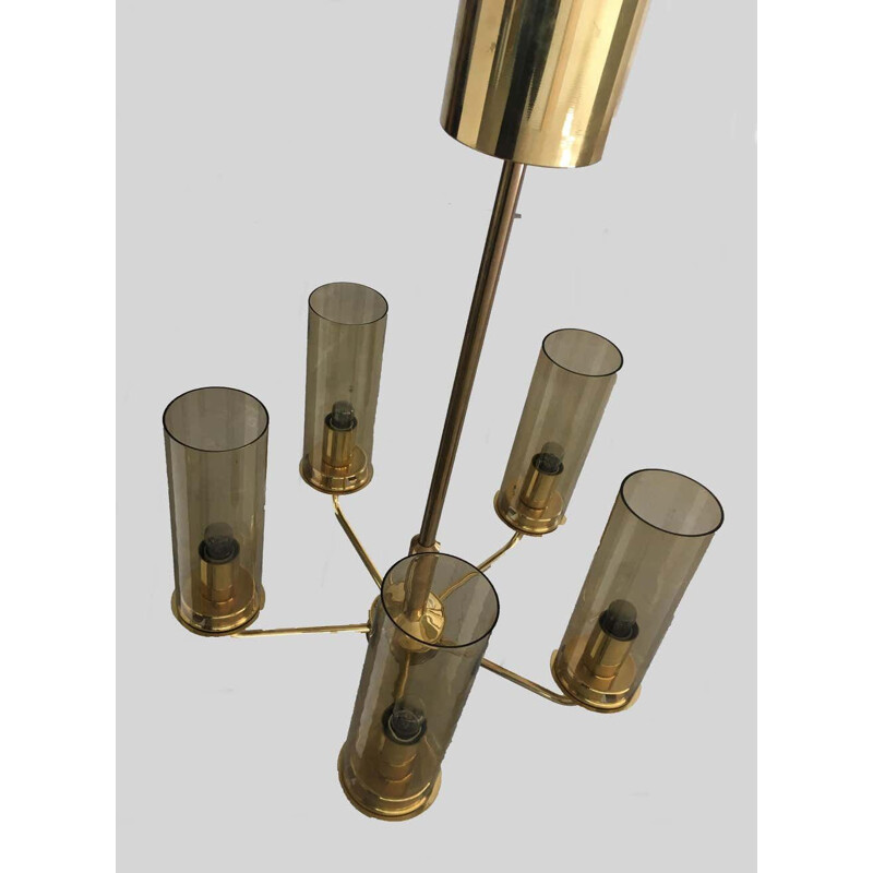 Vintage brass chandelier by AB Markaryd, Sweden 1970