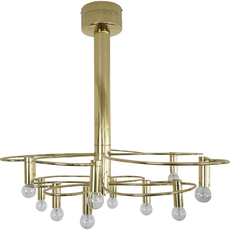 Gold-plated vintage ceiling lamp by Gaetano Sciolari