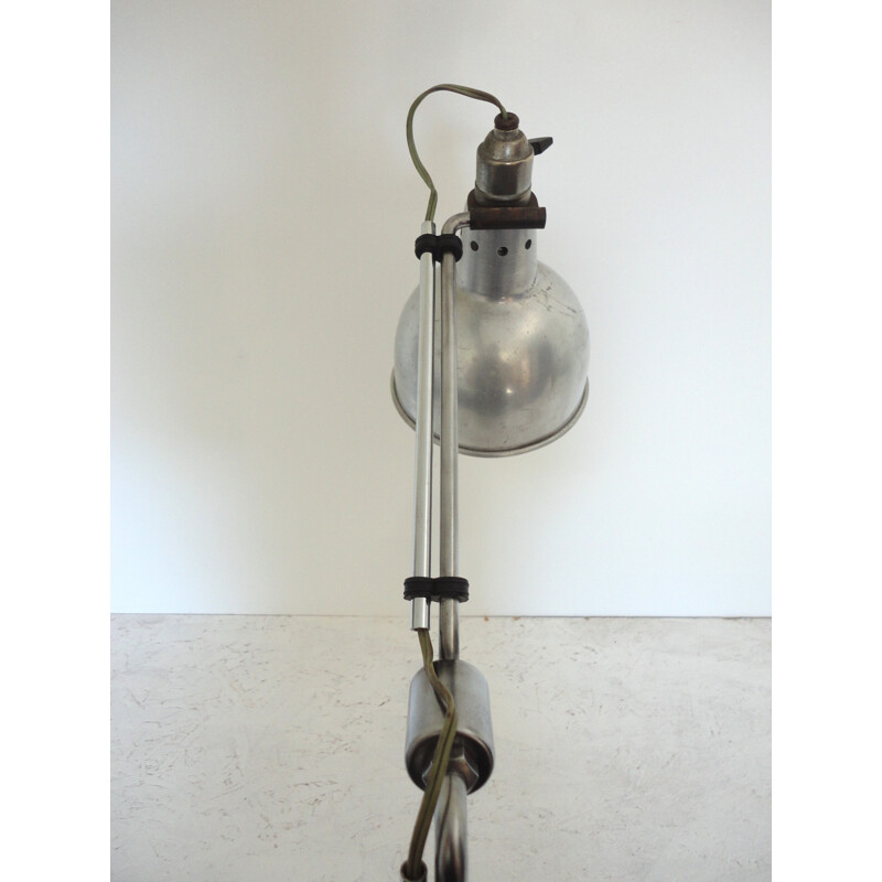 Industrial French desk lamp in chromed metal, Georges HOUILLON - 1930s