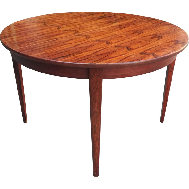 Vintage rosewood extensible round table 1960