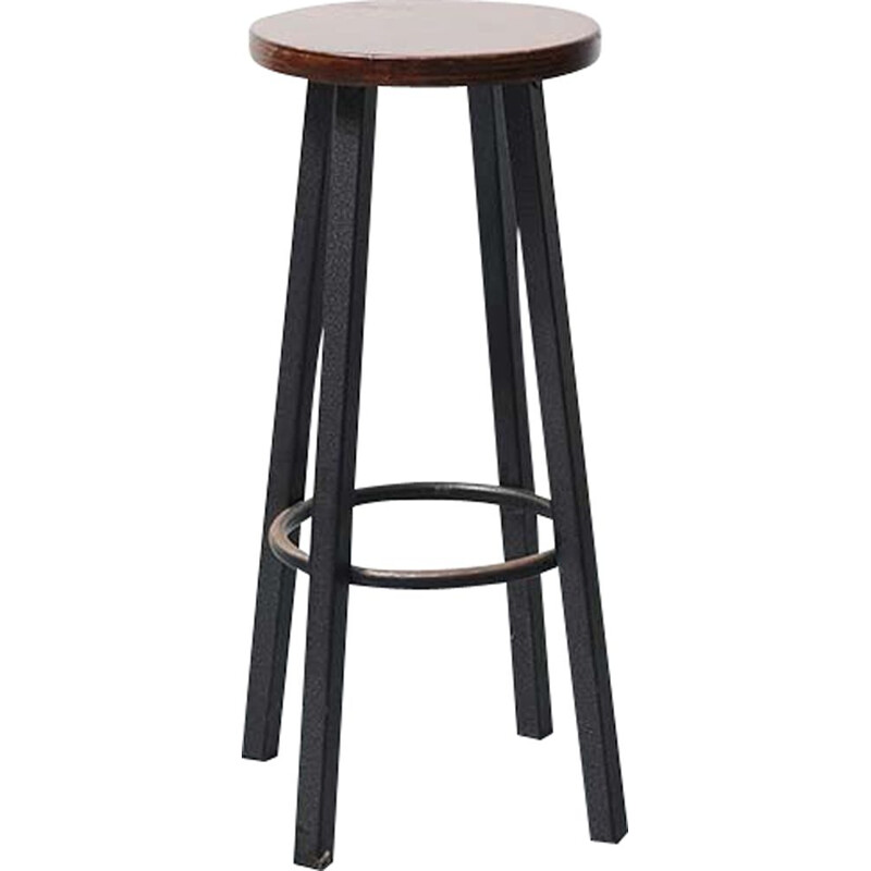 Vintage bar stool Ebony Metal 1960