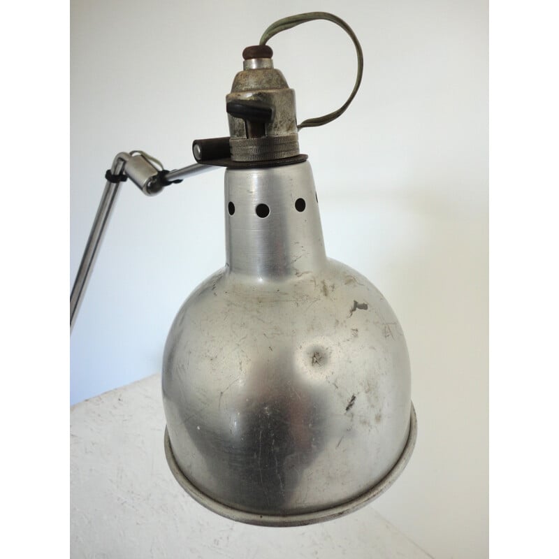 Lampe de bureau industrielle française en métal chromé, Georges HOUILLON - 1930