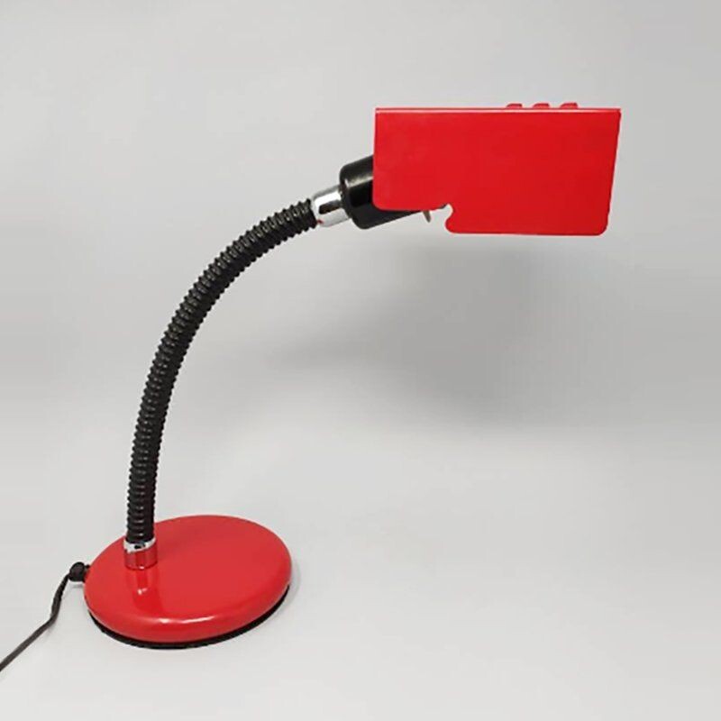Vintage Red Table Lamp by Veneta Lumi Italian 1970s