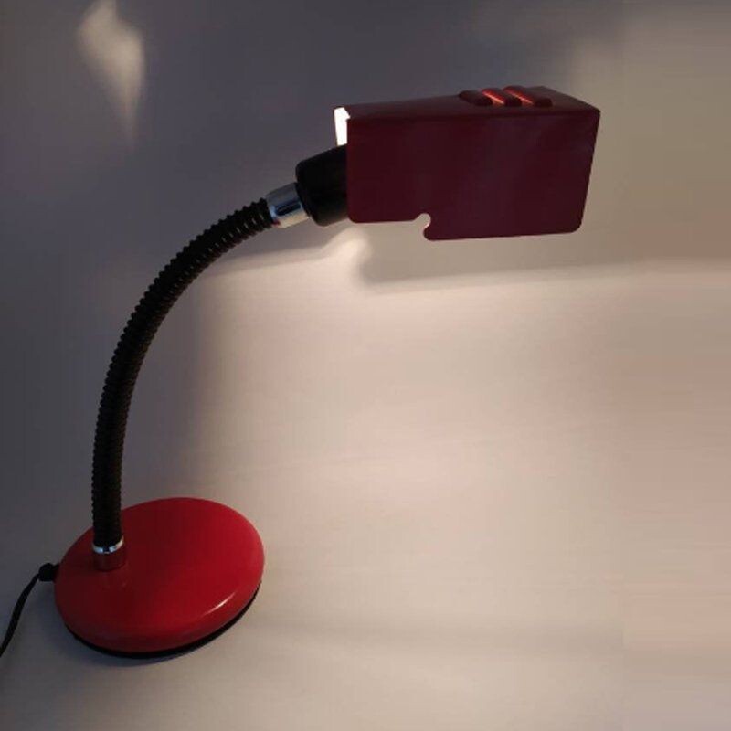 Lampe de table Vintage rouge de Veneta Lumi, Italie 1970