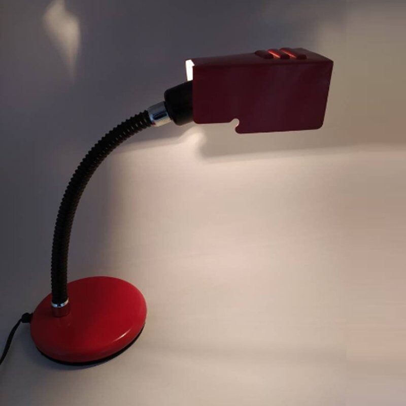 Vintage Red Table Lamp by Veneta Lumi Italian 1970s