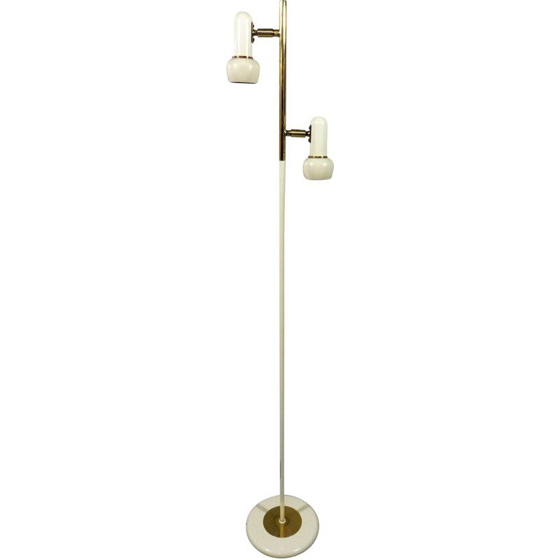 Vintage Brass and cream coloured floor lamp 1950s