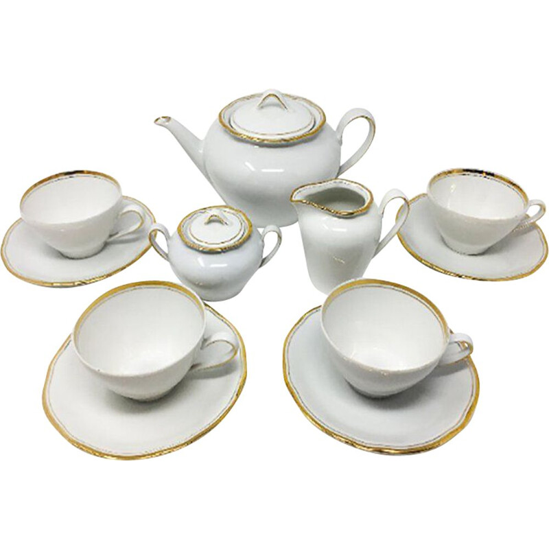 Set de 7 services à thé blanc Vintage, Art Déco allemand 1930