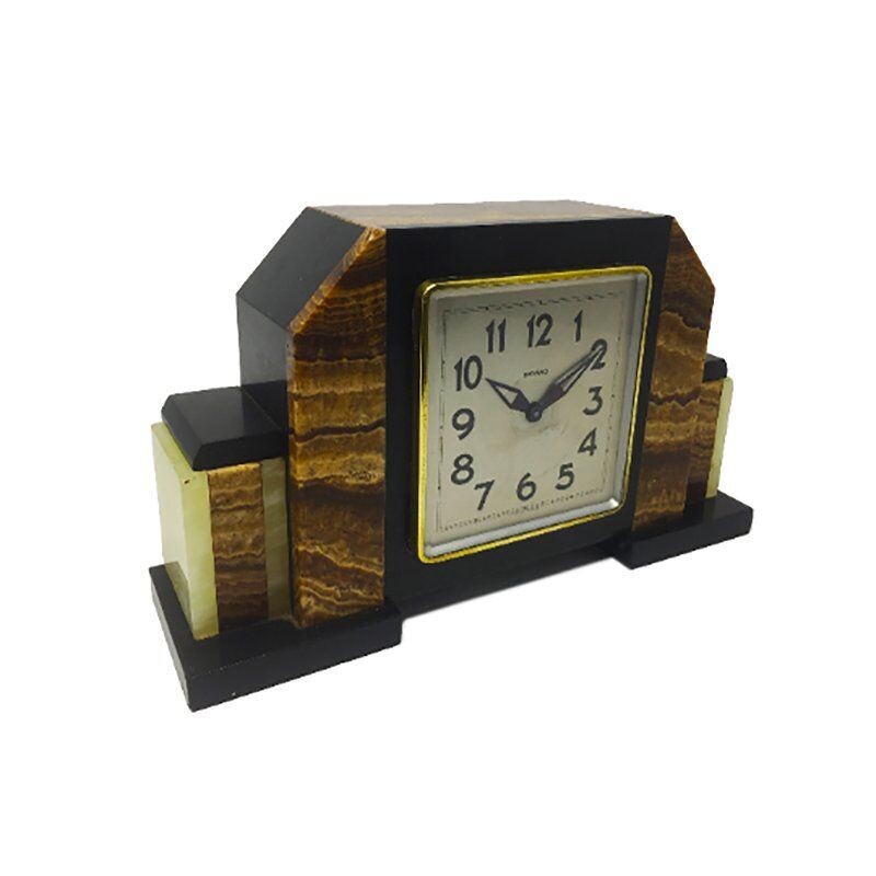 Vintage Art Deco Marble Clock from Bayard, French 1930s