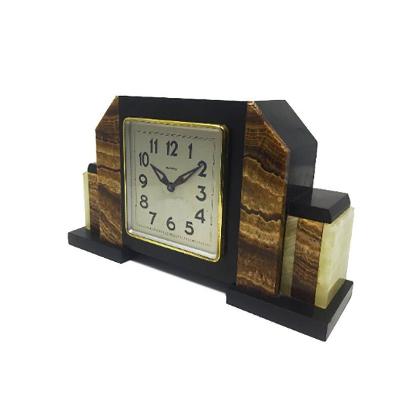 Vintage Art Deco Marble Clock from Bayard, French 1930s