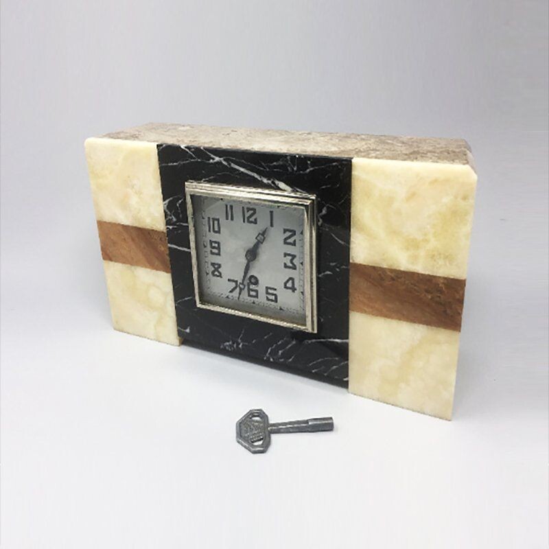 Horloge vintage Art Déco en marbre de Manufrance, Français 1930