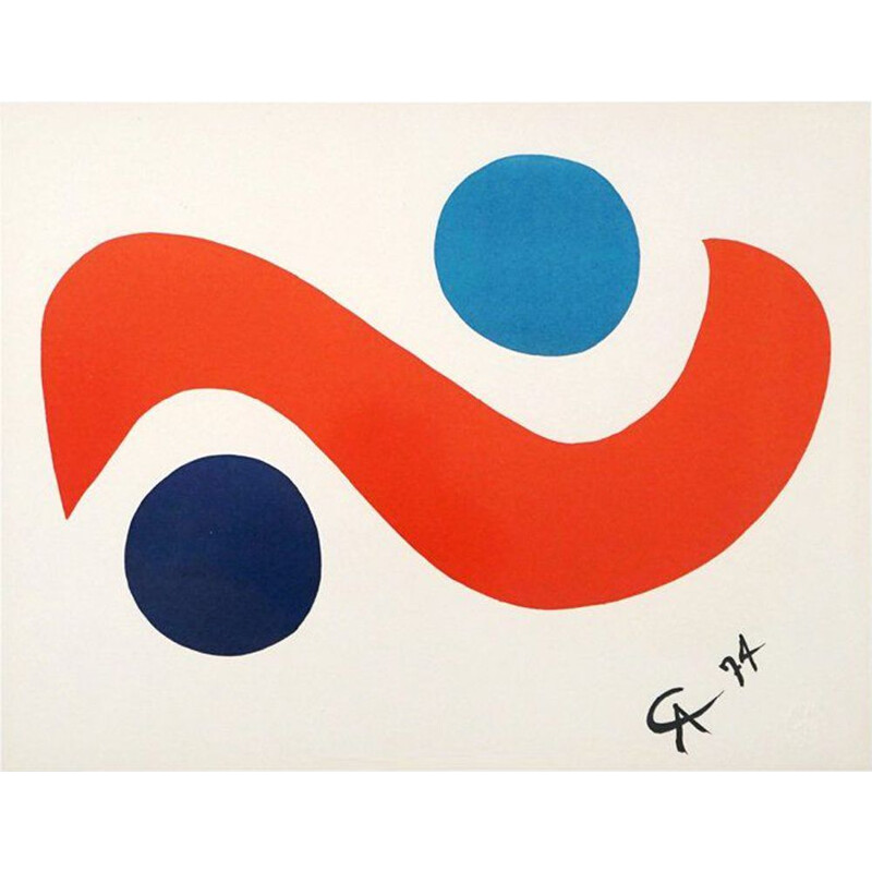 Vintage Skybird Lithograph by Alexander Calder, 1974