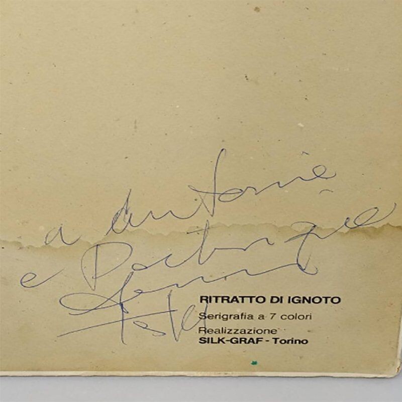 Vintage silk-screen print of Ritratto di Ignoto by Armando Testa, 1979