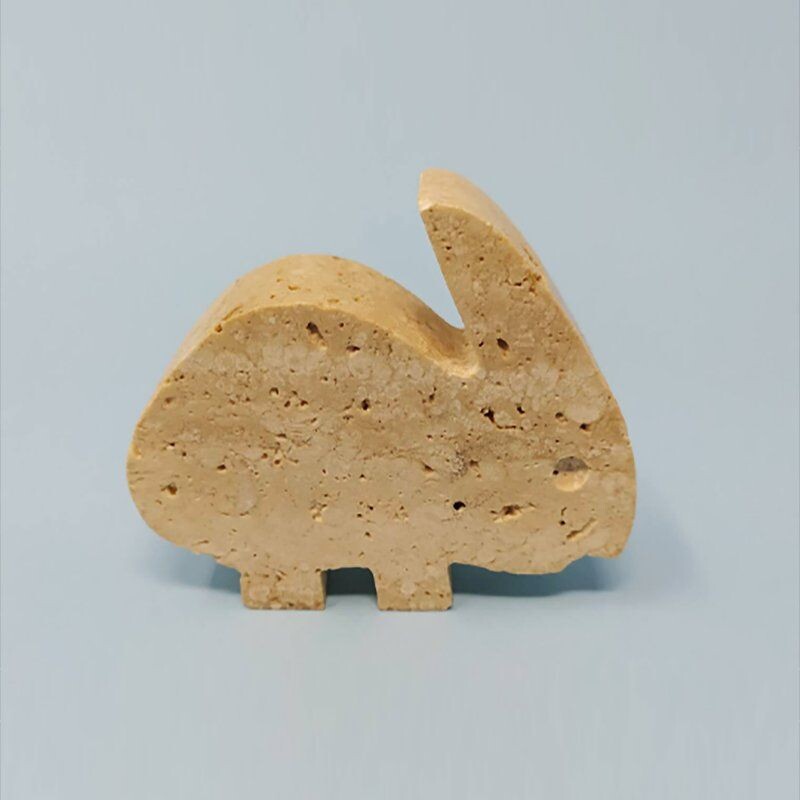 Vintage Travertine Rabbit Sculpture by Enzo Mari for F.lli Mannelli, 1970s