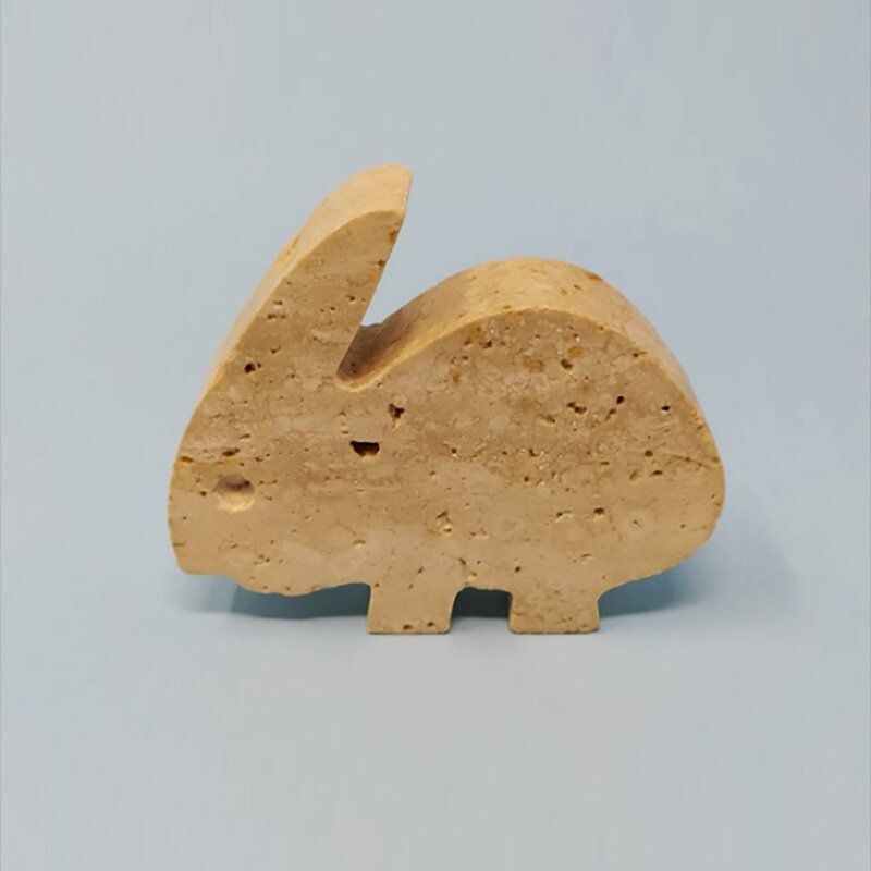 Vintage Travertine Rabbit Sculpture by Enzo Mari for F.lli Mannelli, 1970s
